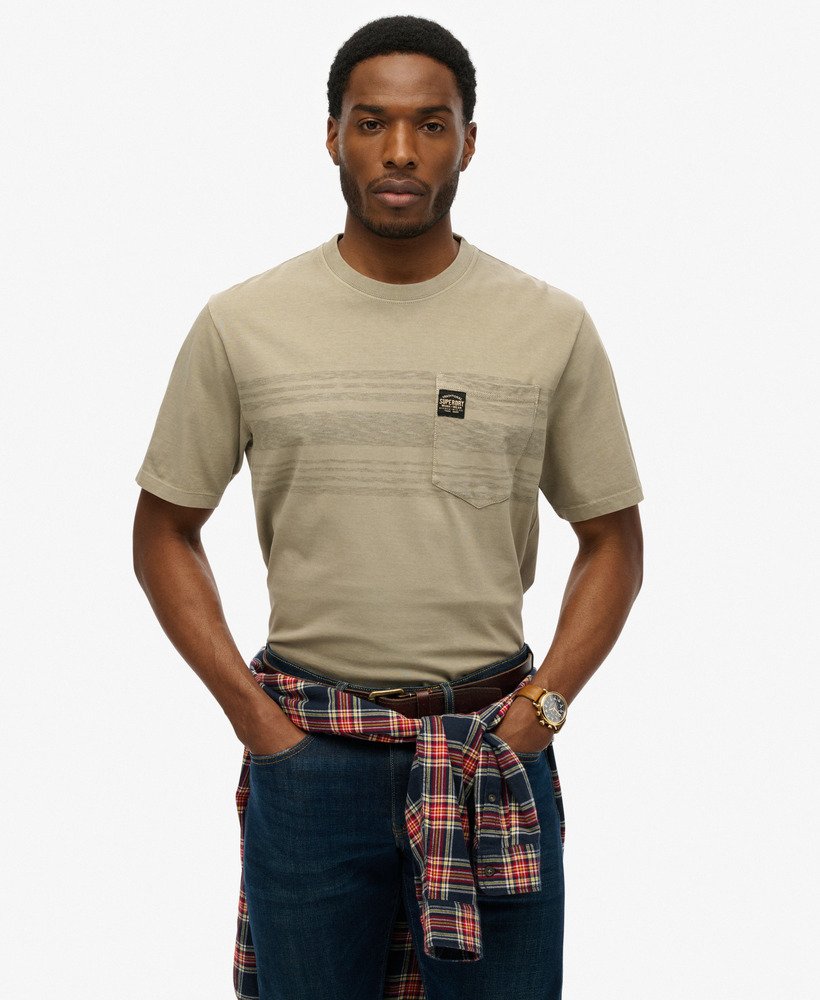 T-shirt à poche et à rayures contrastées, SUPERDRY