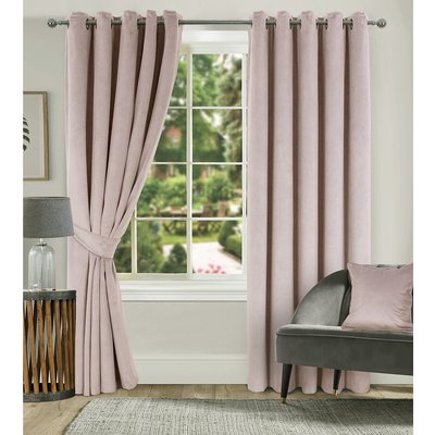 Clever Velvet Thermal Lined Eyelet Curtains in Soft Pink SO'HOME