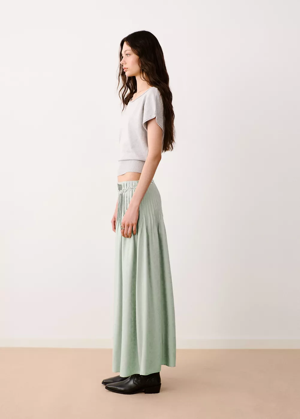Jupe évasée plissée, MANGO TEEN