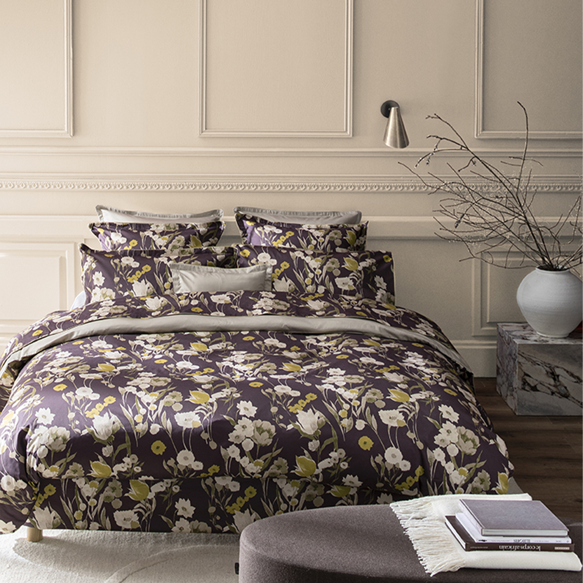 Housse de couette imprimée en satin de coton bio, CLOSERIE, ALEXANDRE TURPAULT