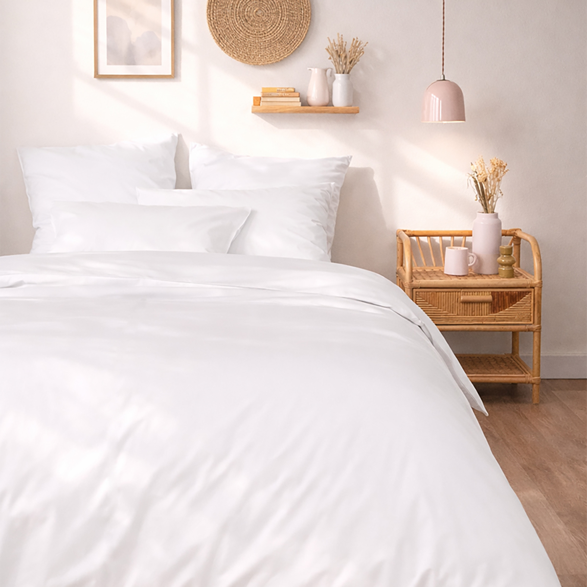 Parure de lit unie en percale de coton bio, taies rectangulaires, LES ESSENTIELS, A DEMAIN