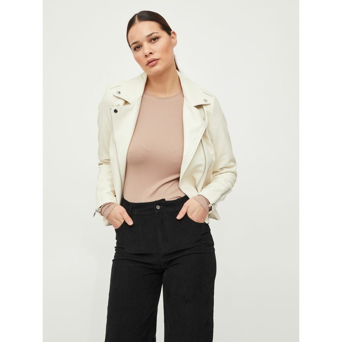 Veste simili outlet cuir beige femme