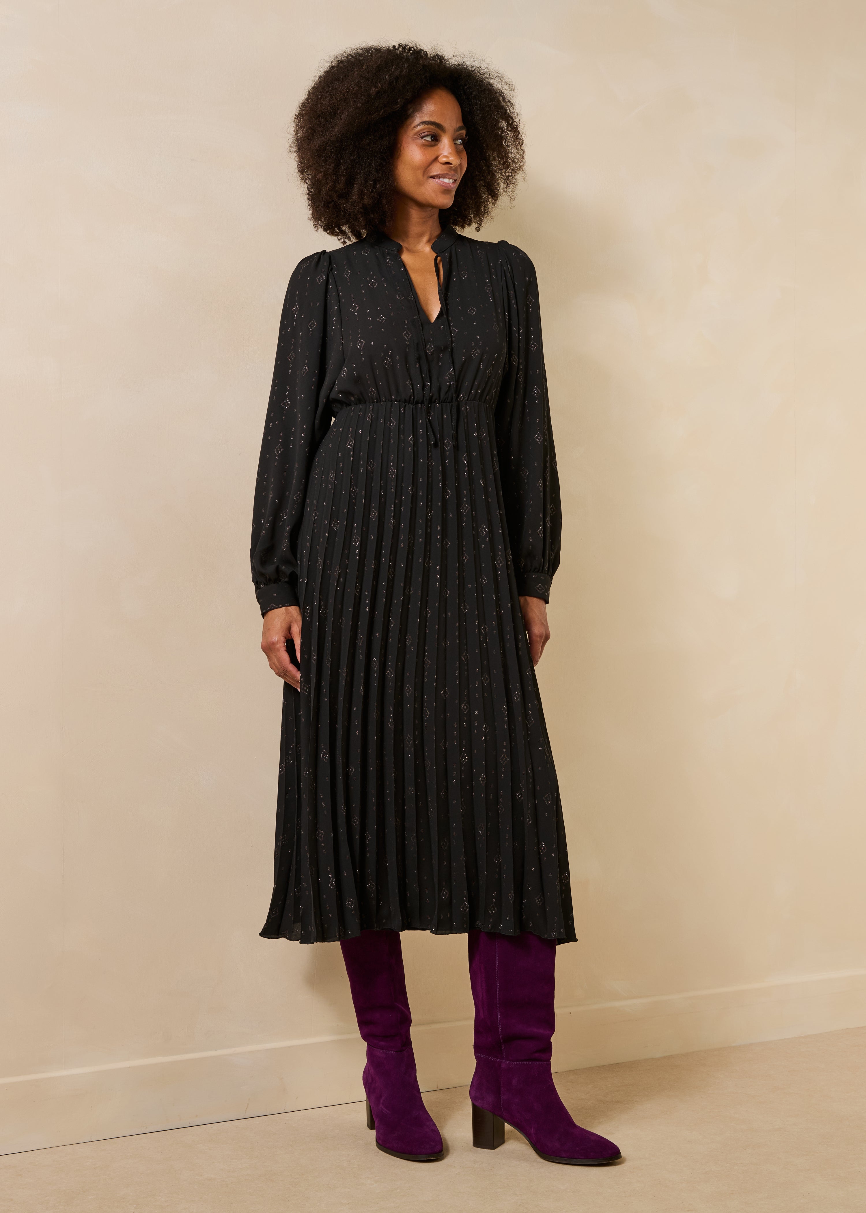 Robe longue manches longues encolure tunisienne, LA FEE MARABOUTEE