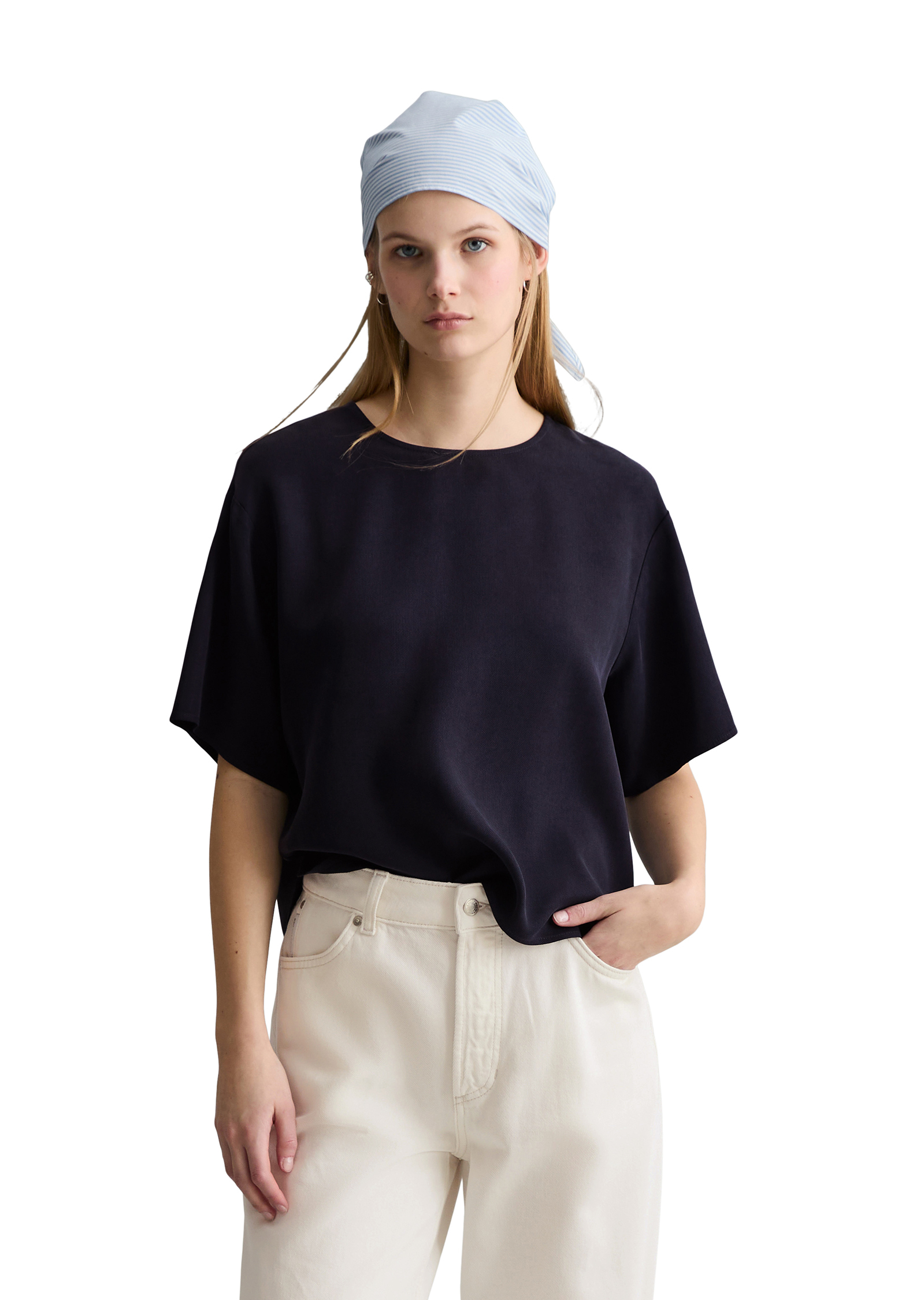 Chemisier à crop relaxed en TENCEL™ Lyocell, MARC O’POLO DENIM