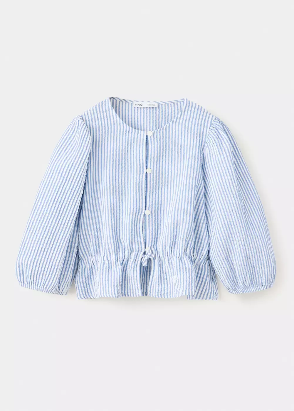 Chemise coton froncée à rayures, MANGO KIDS
