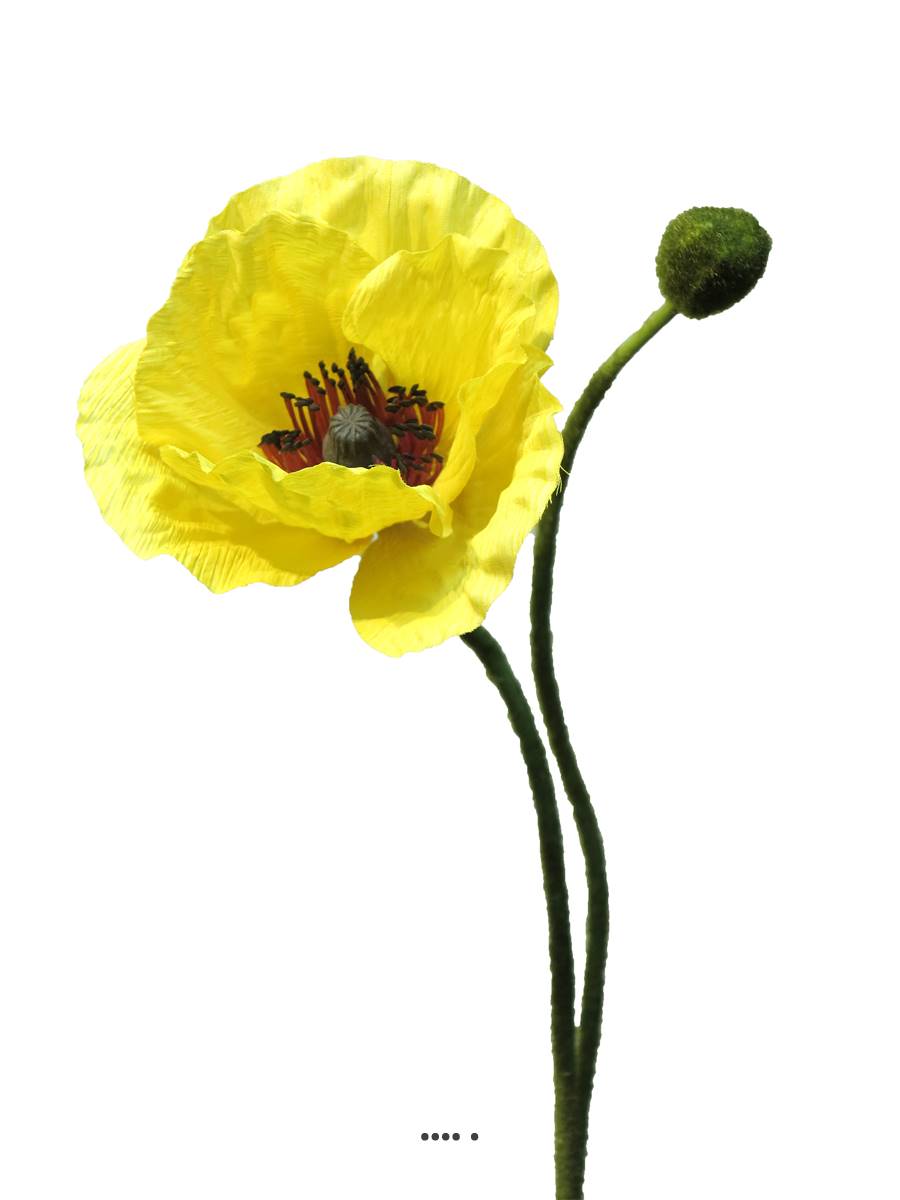 Pavot artificiel H60 cm 1 fleur et 1 bouton, ARTIFICIELLES