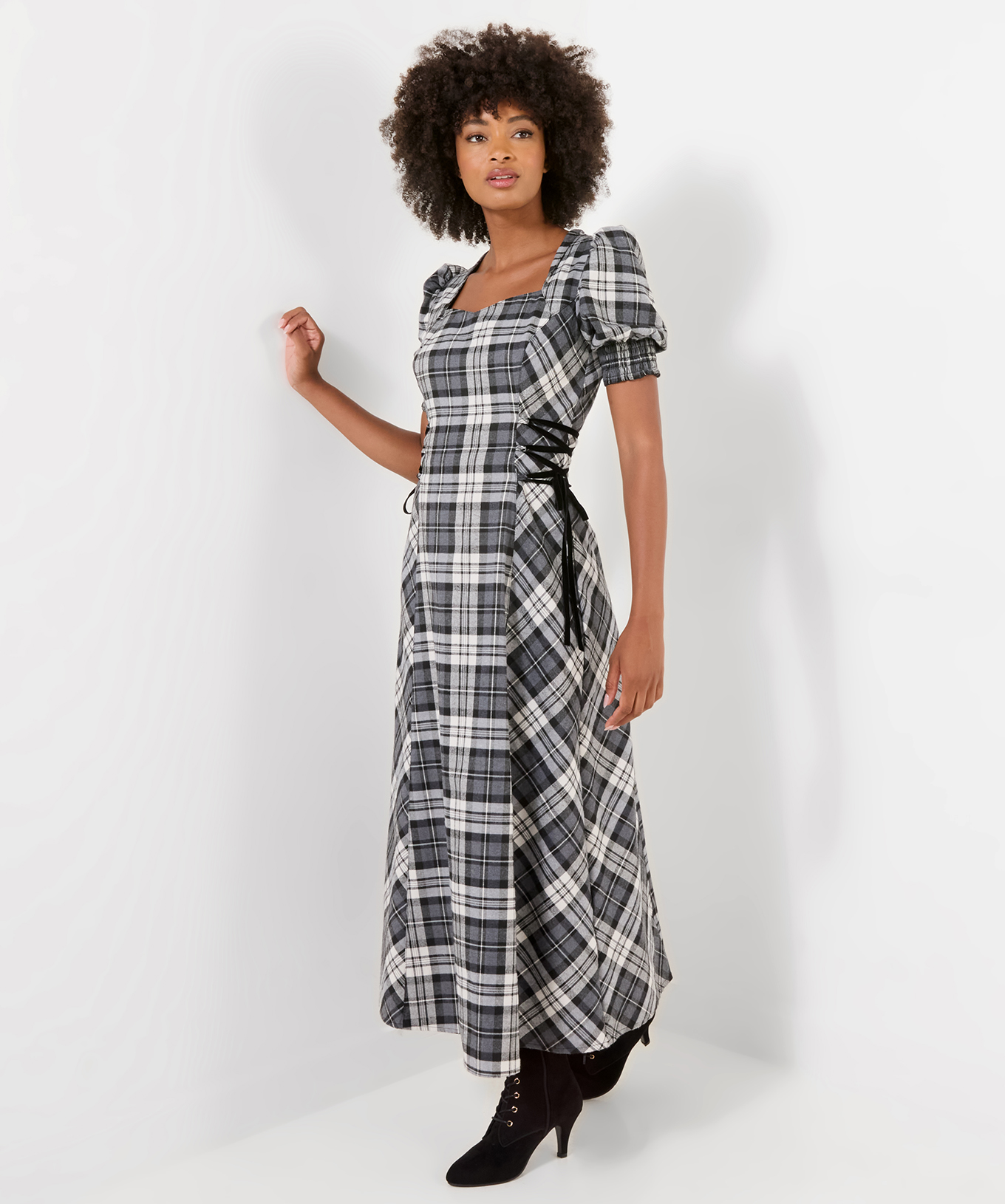 Robe Longue à Carreaux Lacée sur les Côtés Luna, JOE BROWNS