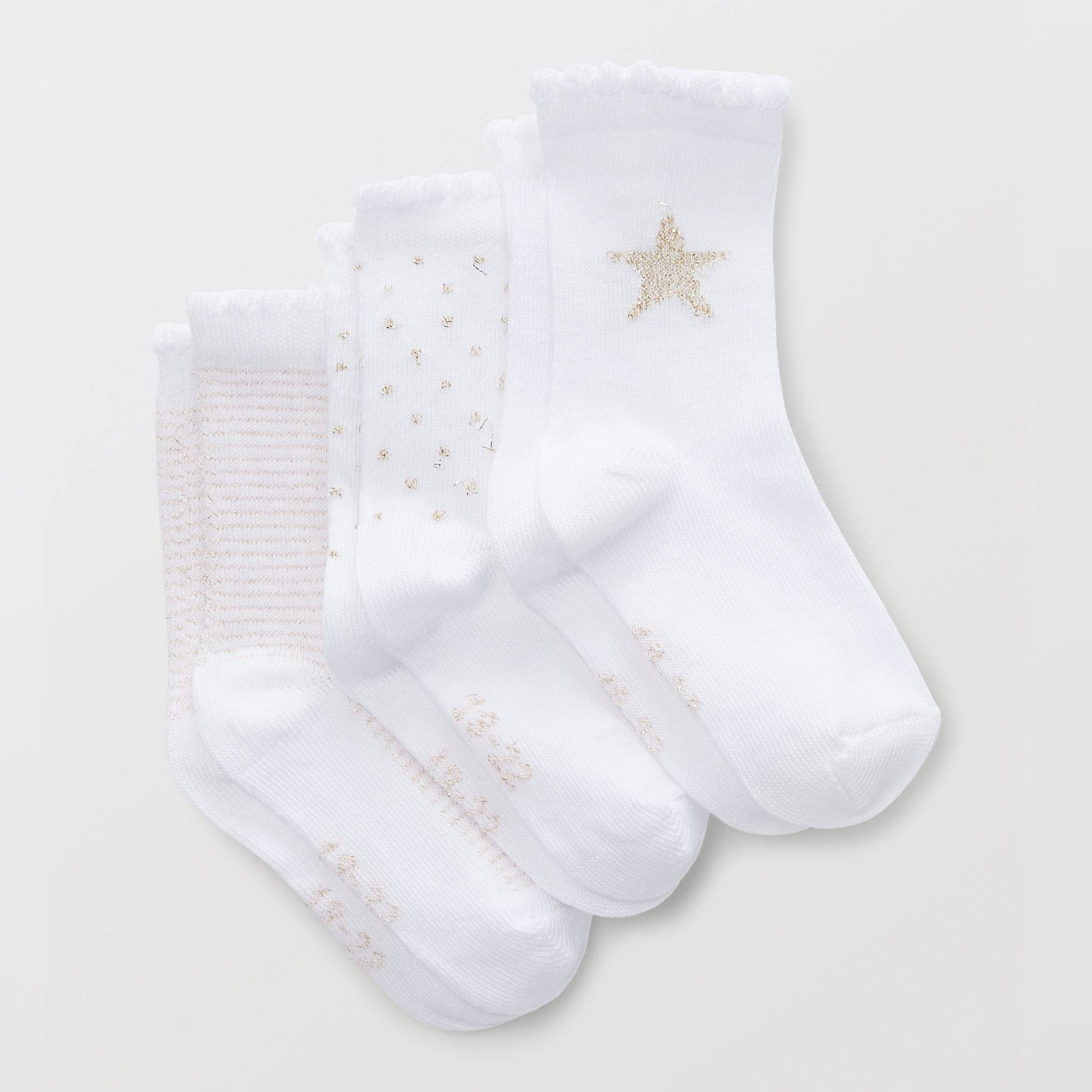 Lot de 3 paires de chaussettes à motifs contenant coton BIO, BOUT'CHOU