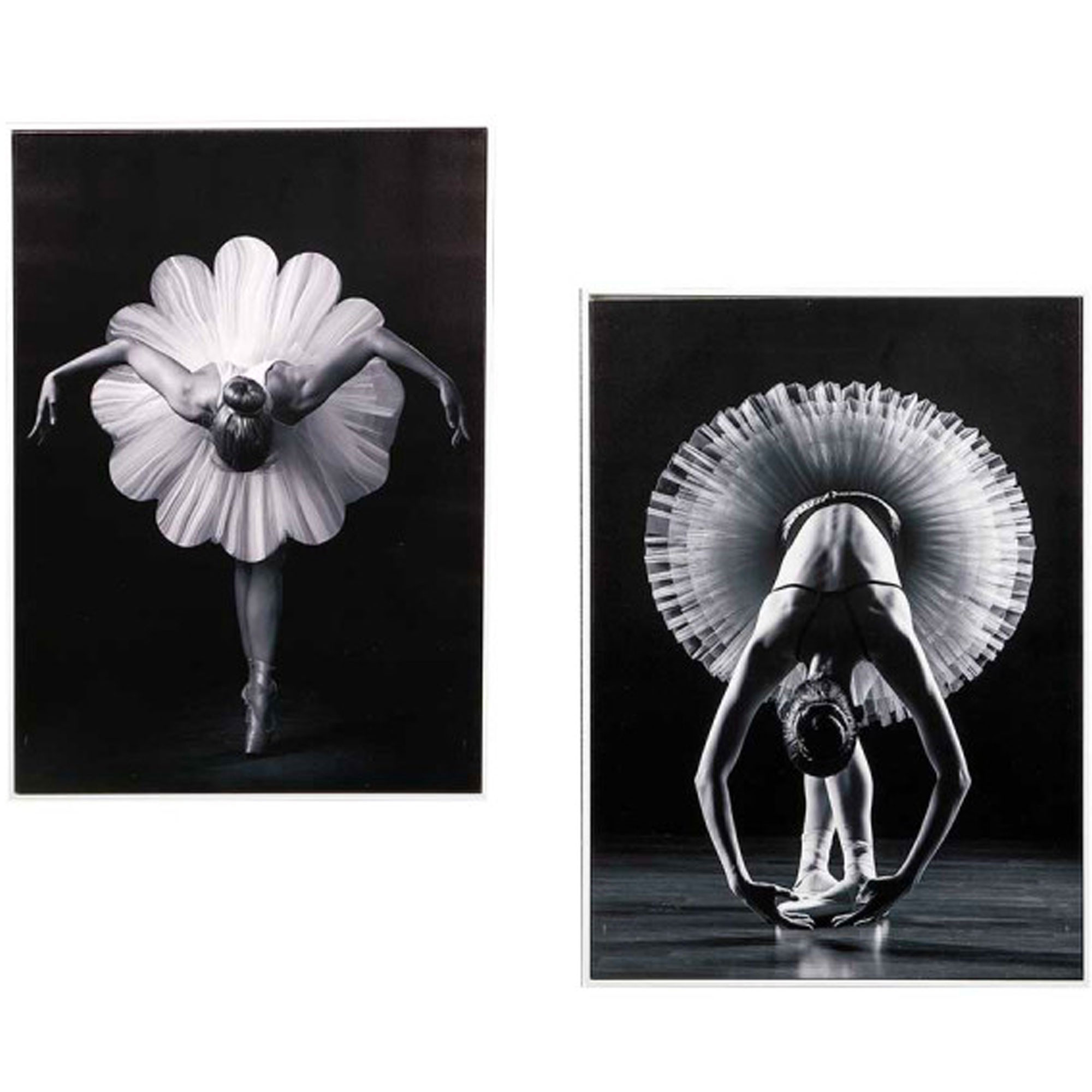 Set de 2 tableaux décoratifs photo noir et blanc danseuse 50x70cm, WADIGA
