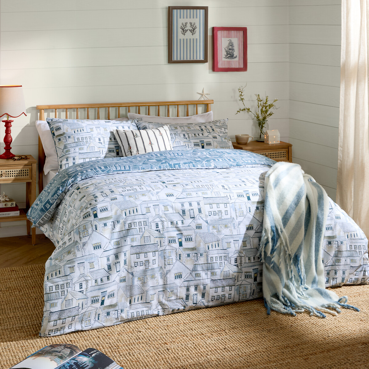 Abersoch Town Reversible 100% Cotton Duvet Cover and Pillowcase Set, WYLDER