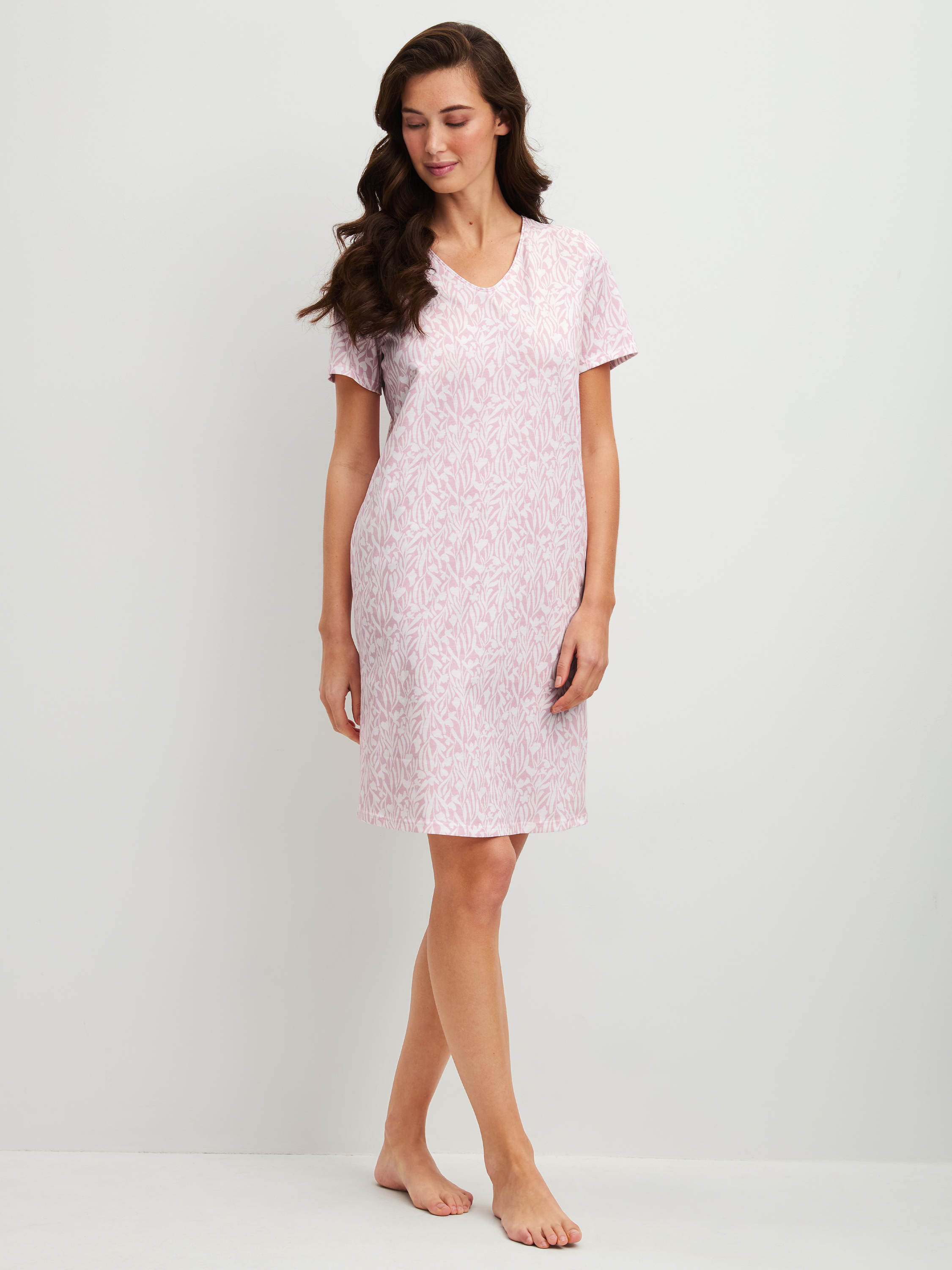 Chemise de nuit, longueur 90cm manches courtes Coton FLOWER NIGHTS, CALIDA