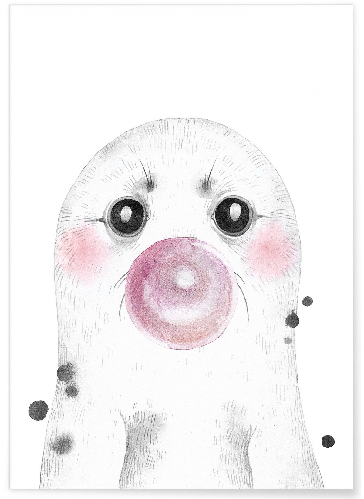 Affiche 'Bulle de Phoque Rose', L'AFFICHERIE
