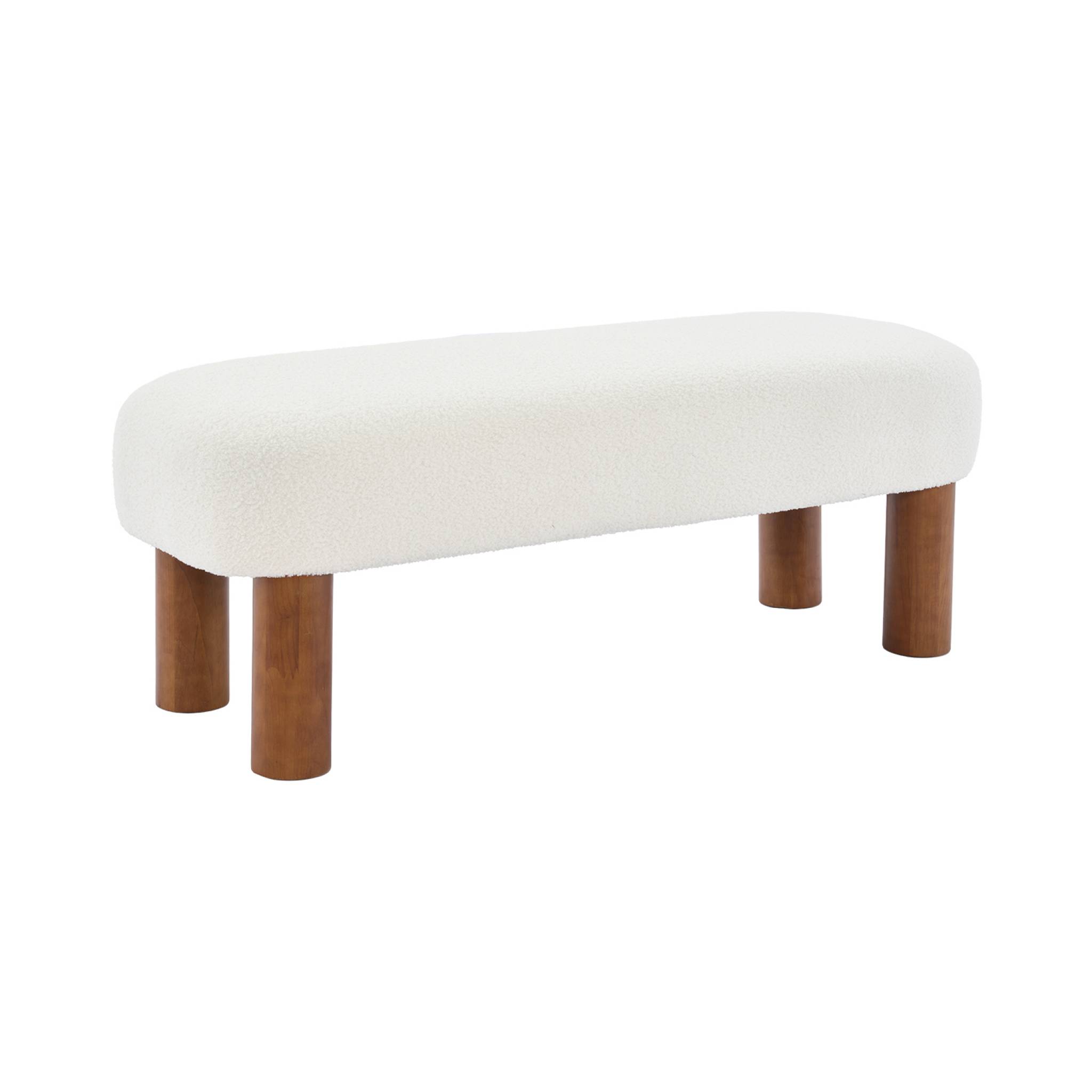 Banc, bout de lit bois d'hévéa et bouclette FUJO, SWEEEK