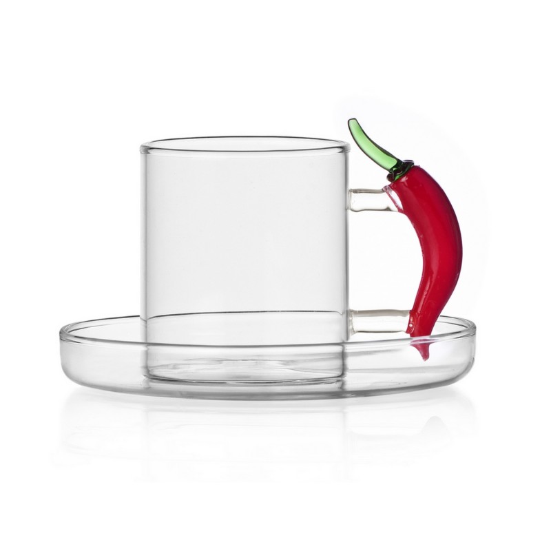 Tasse à café verre soucoupe piment VEGETABLES Chili, ICHENDORF