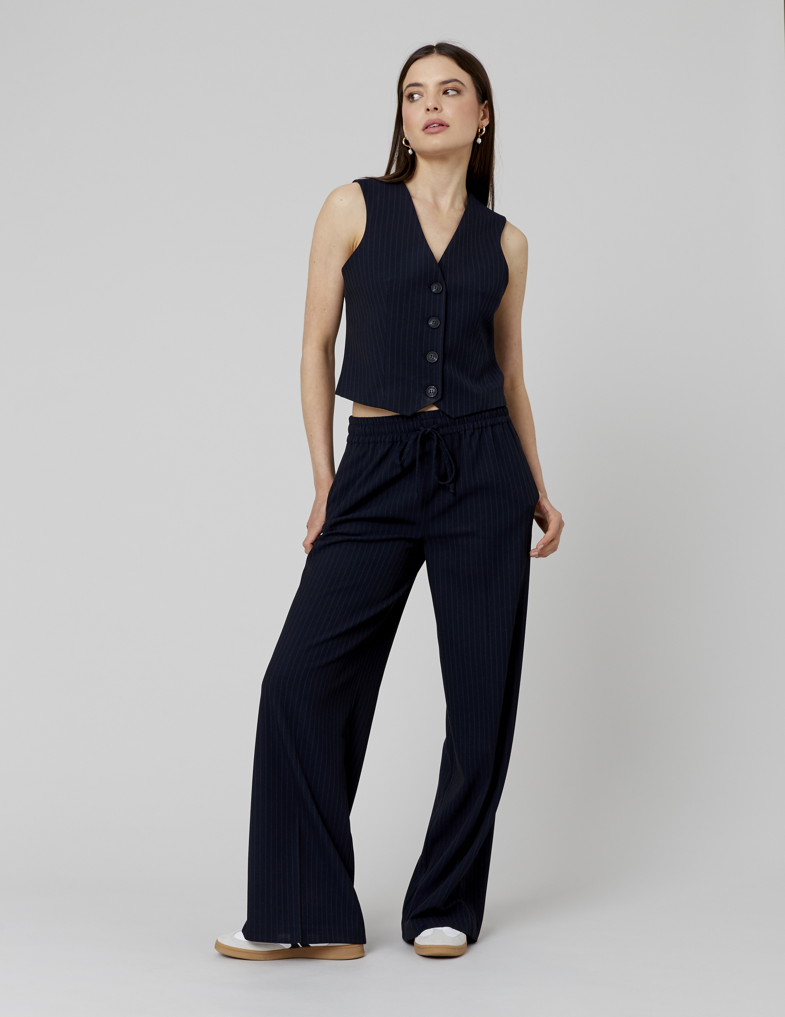 Pantalon rayé polyester recyclé, BZB