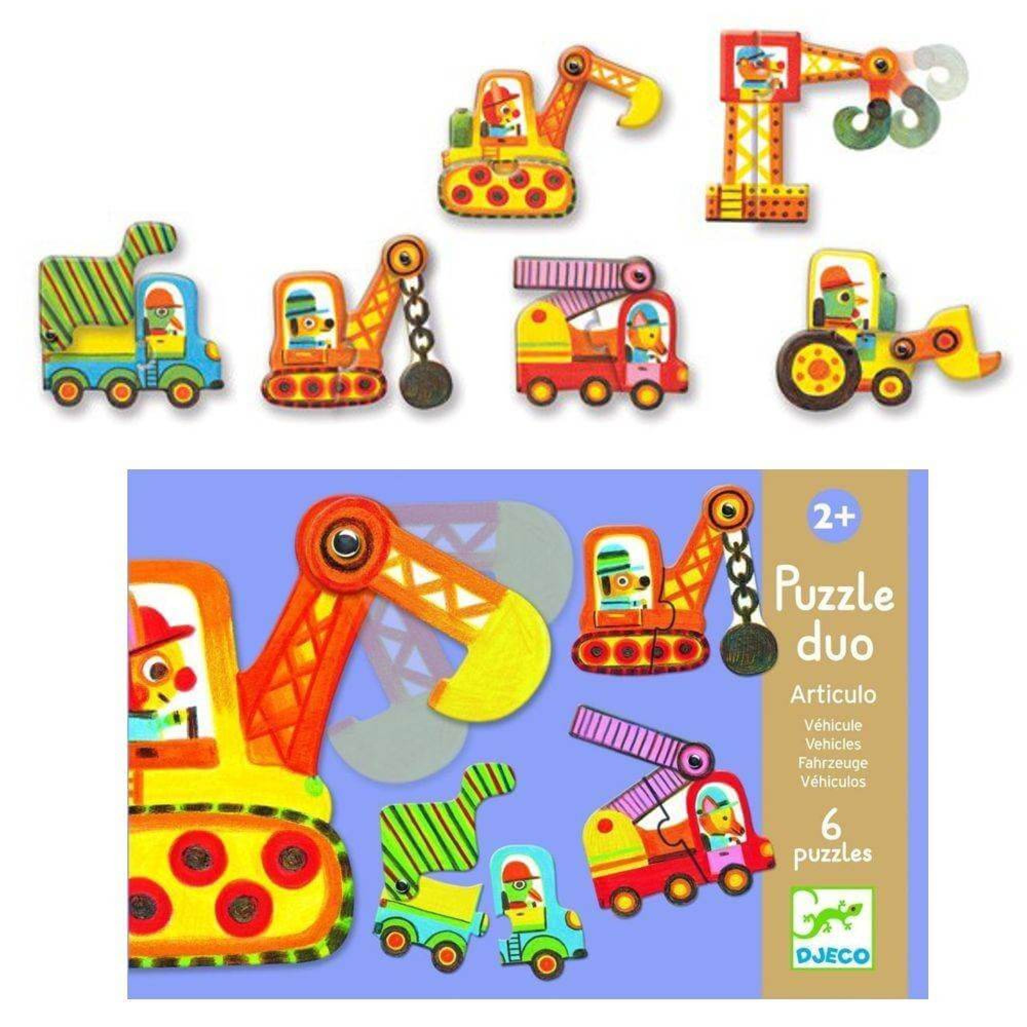 Puzzle duo articulo véhicule, DJECO