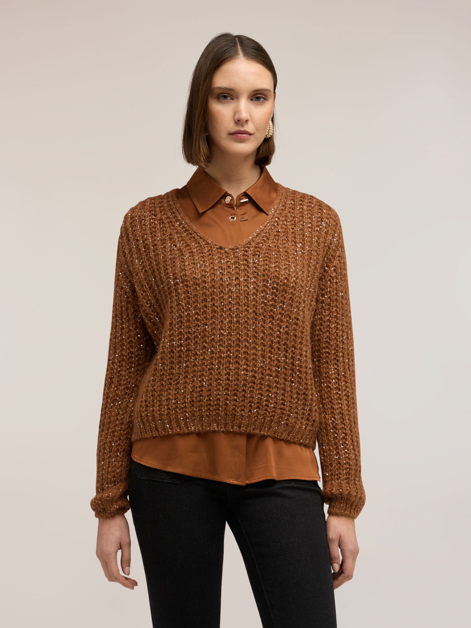 Maille à trame large avec paillettes, MOTIVI