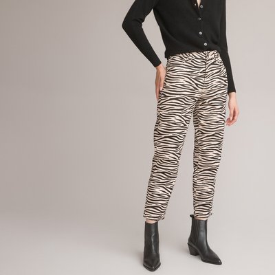 Zebra Print Mom Jeans with High Waist LA REDOUTE COLLECTIONS