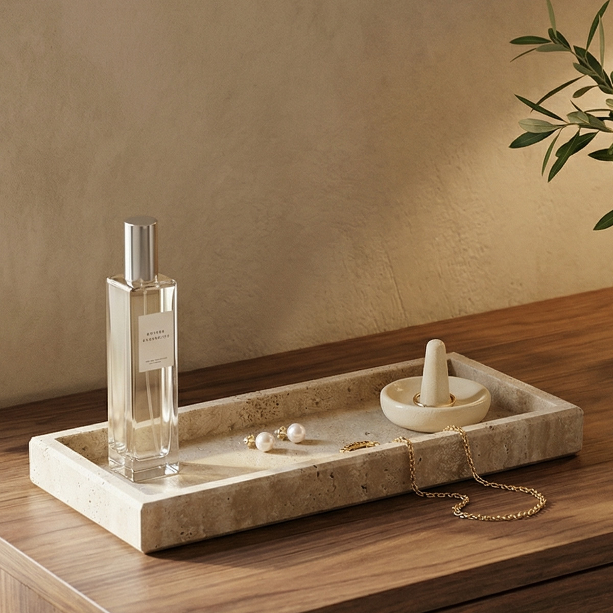 Plateau rectangulaire - Travertin - PIETRA, MAISON AUBERTIN