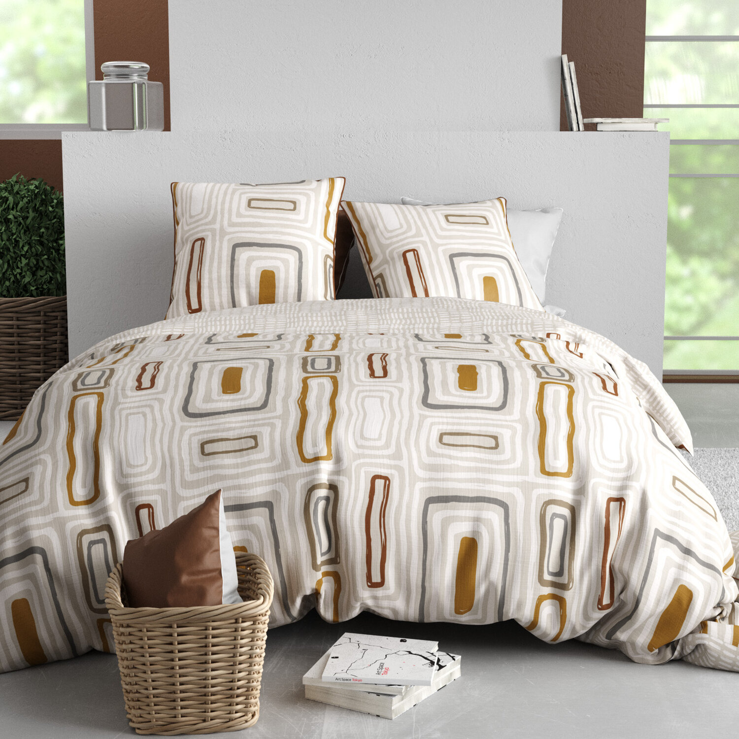 Parure housse de couette en coton imprimée, Paola, C DESIGN HOME TEXTILE