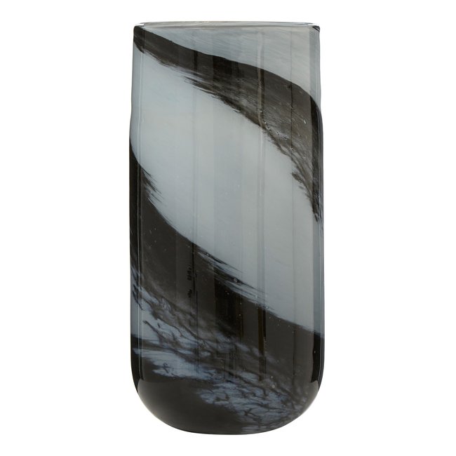 41cm Grey and Black Brushstroke Glass Vase, grey, SO'HOME
