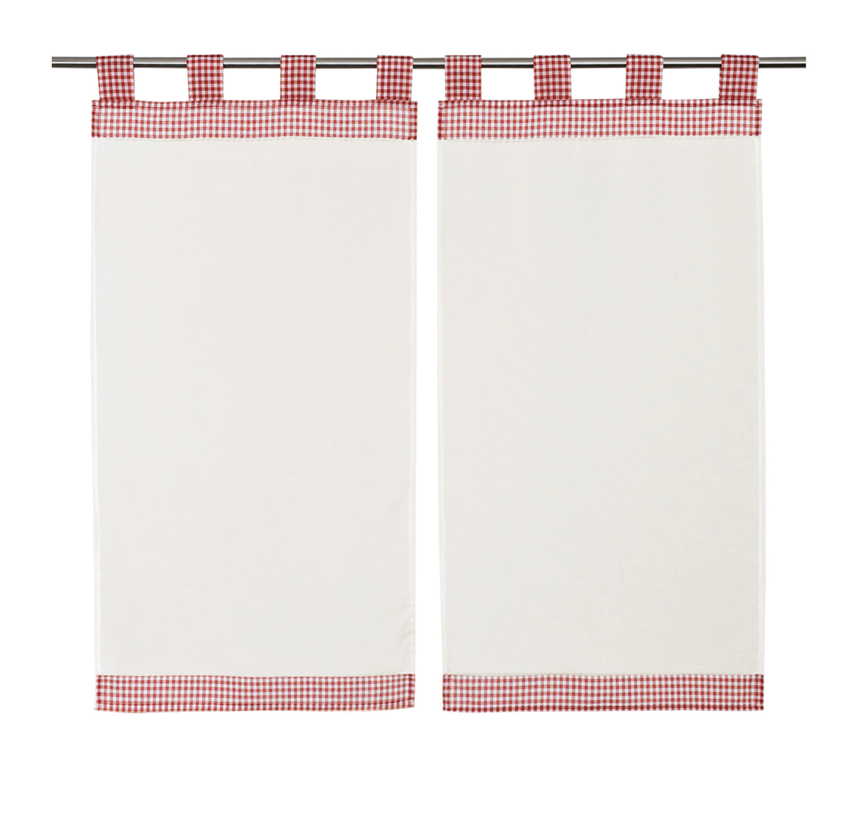 Paire de petit voilage vichy rouge et blanc, LINDER