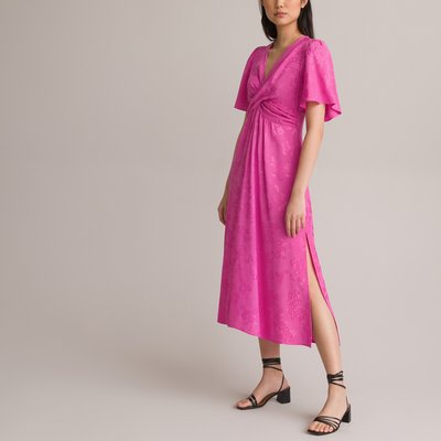 Jacquard Crossover Midaxi Dress with Butterfly Sleeves LA REDOUTE COLLECTIONS