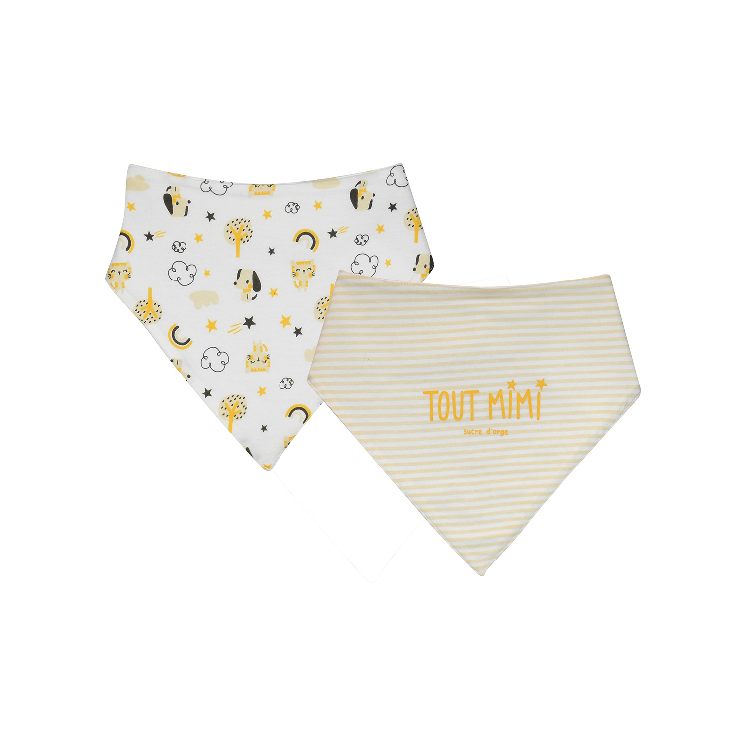Lot de 2 bavoirs bandana iboli maille, SUCRE D'ORGE