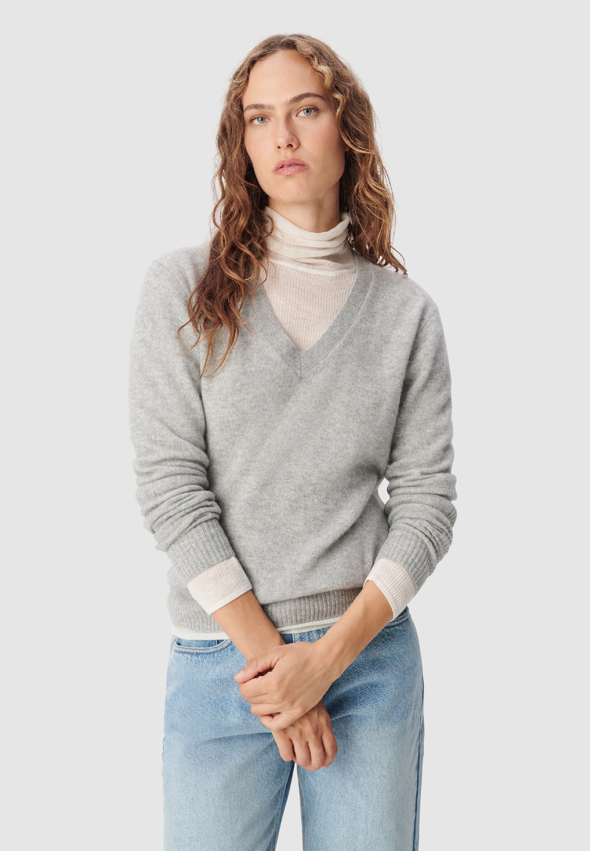 Pull col V tricot 100% cachemire, IKKS