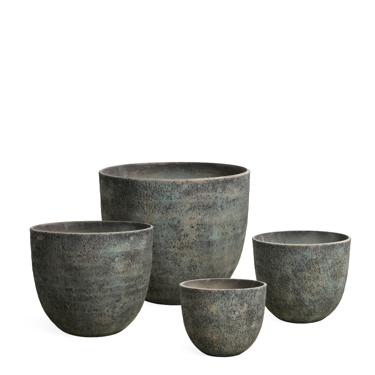 Lot de 4 cache-pots décoratifs arrondi en fibre H45 Terra, SIA DECO