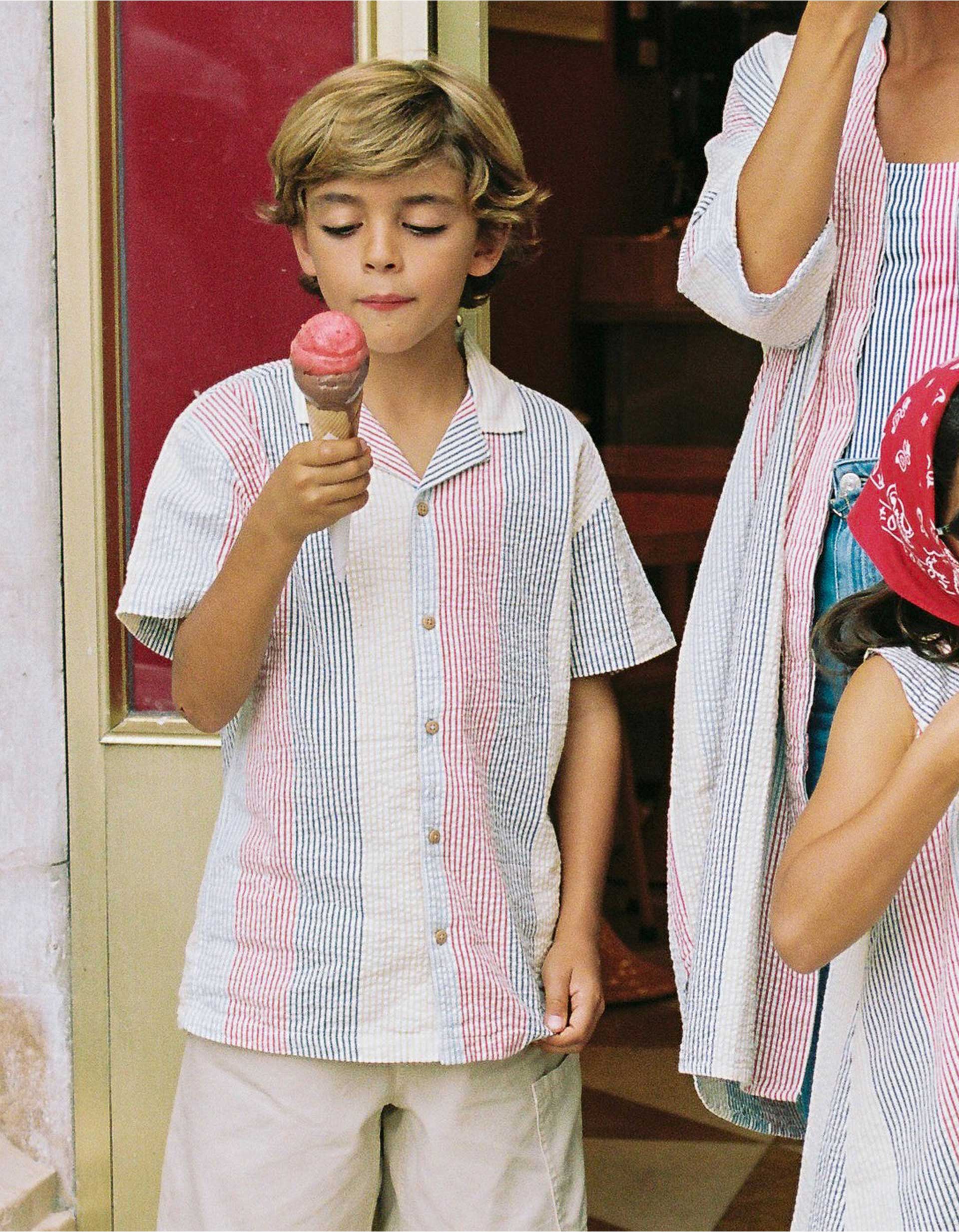 Chemise à manches courtes en coton à rayures You&Me, ZIPPY