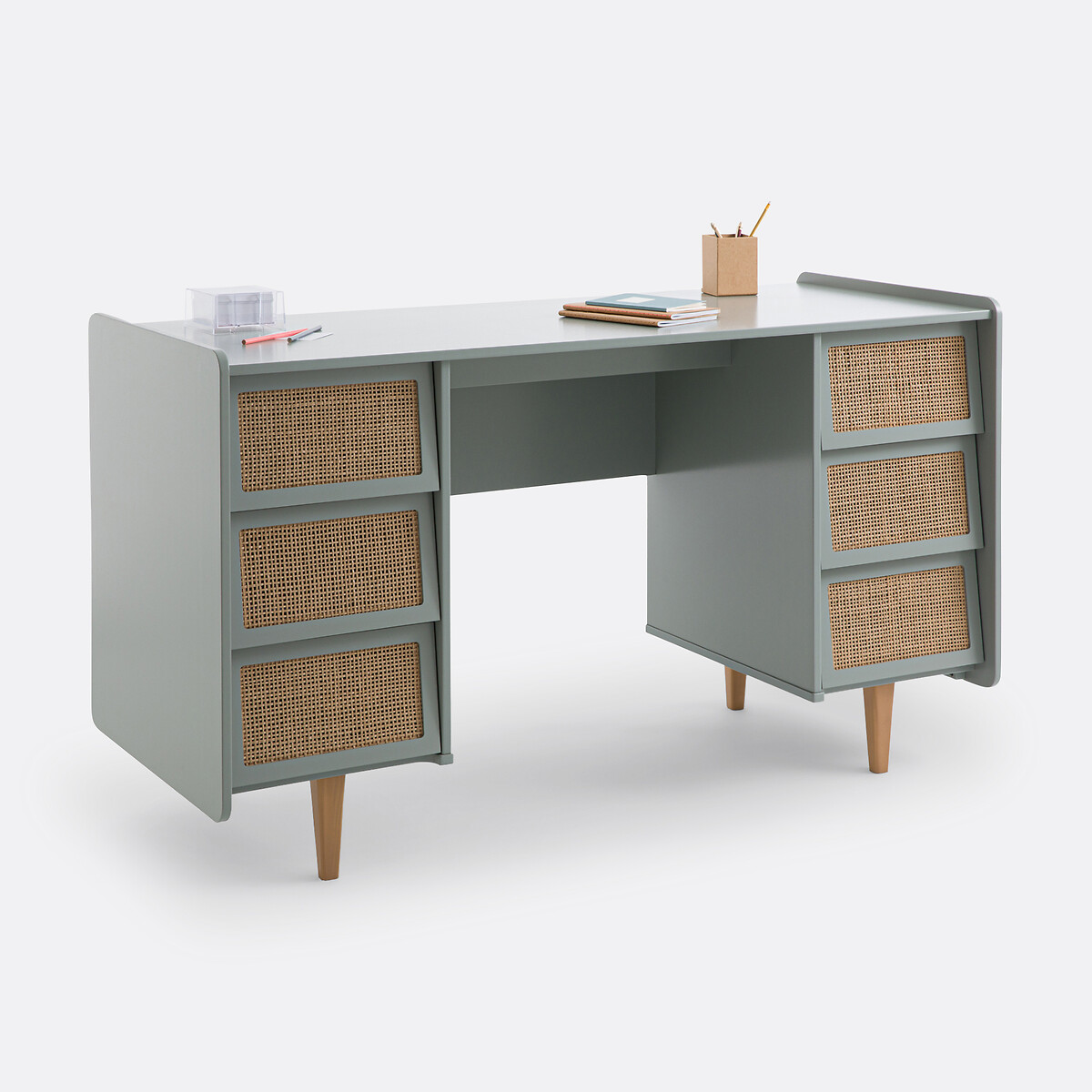 Bureau double caisson 6 tiroirs, Taga