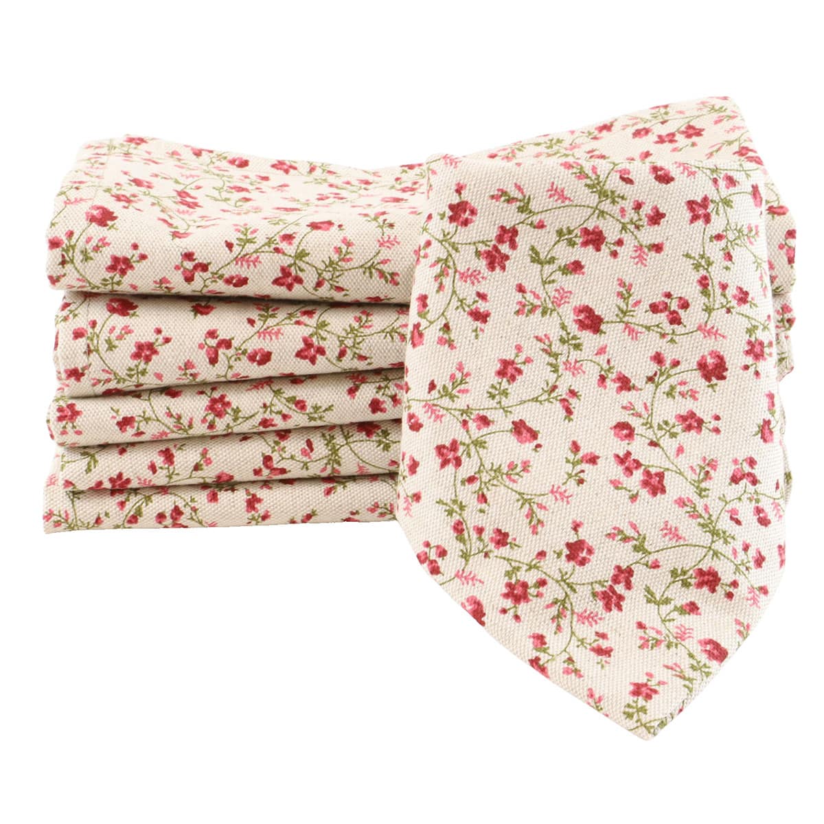 Lot de 6 serviettes de table coton lin FLORALIE, LINANDELLE