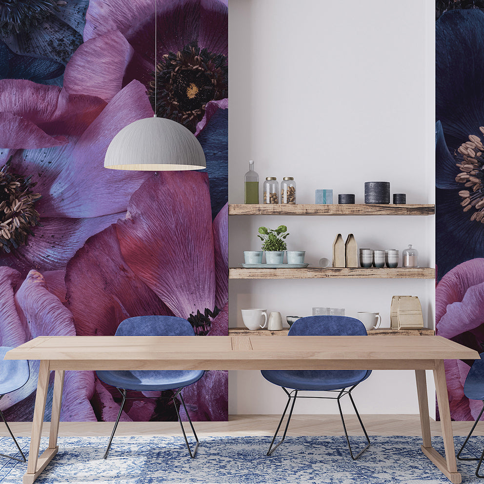 Papier peint panoramique Novalis - motif floral bleu, 432 x 280 cm, LE PAPIERS DE NINON