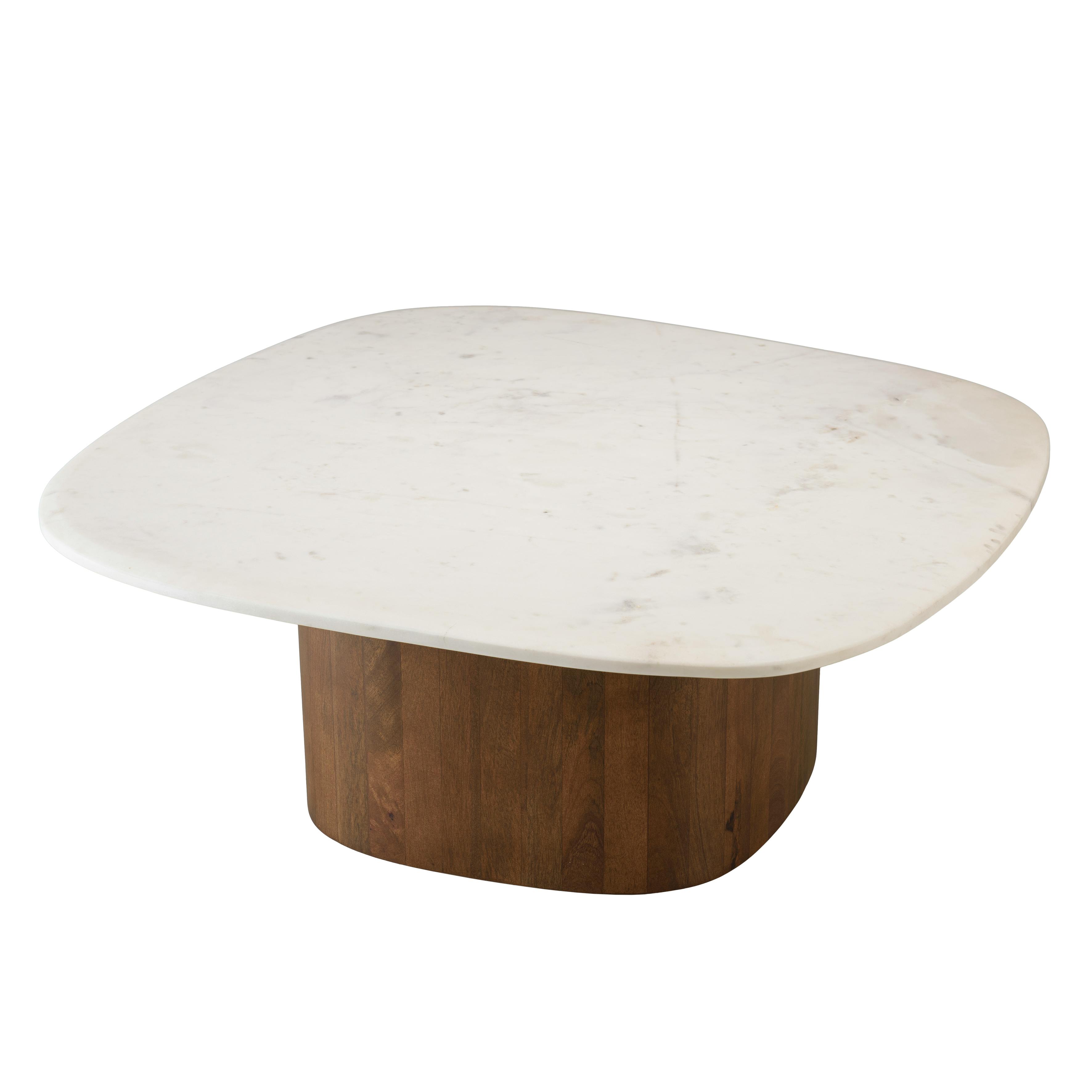 Table basse 80 cm plateau marbre blanc de Banswara TOSCA, PIER IMPORT