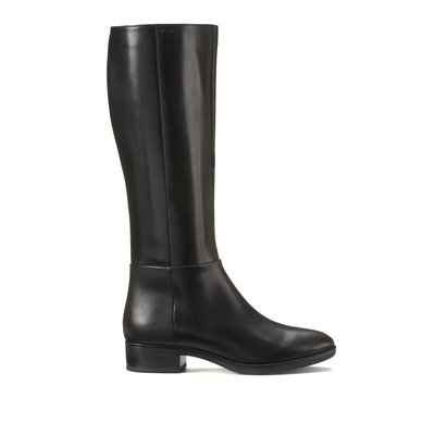 D Felicity Leather Knee-High Boots with Heel GEOX