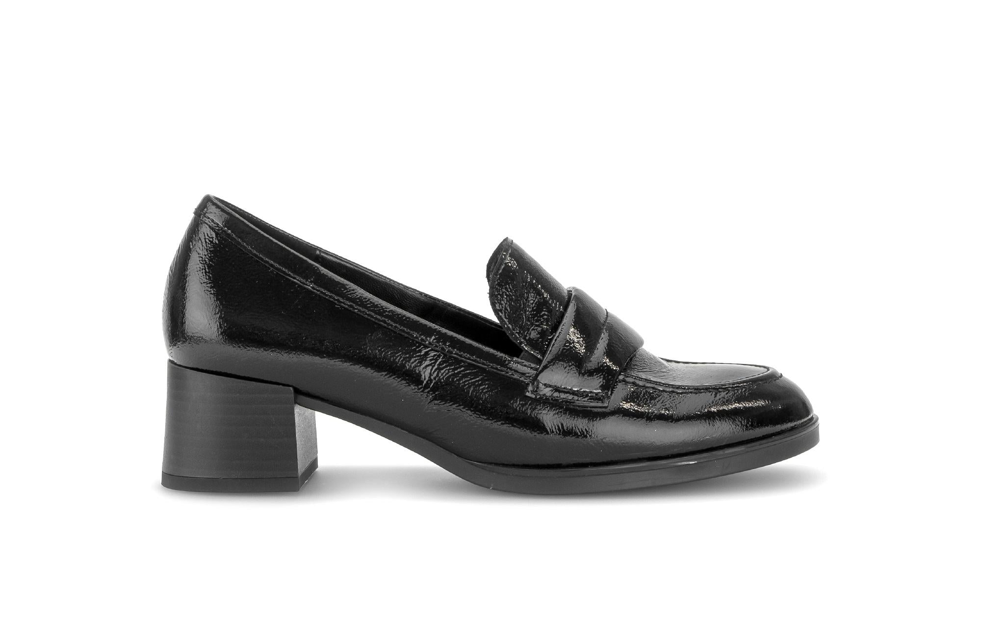 Mocassins en cuir verni à talon décroché, GABOR