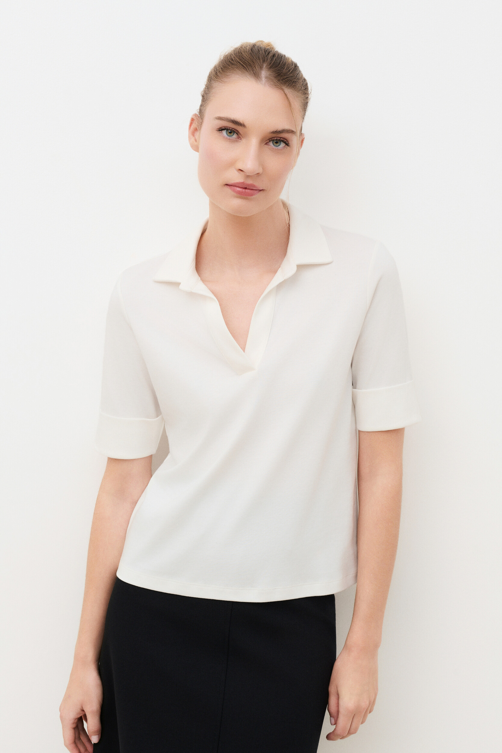 Tshirt coupe droite col chemise TMURCIA, CAROLL