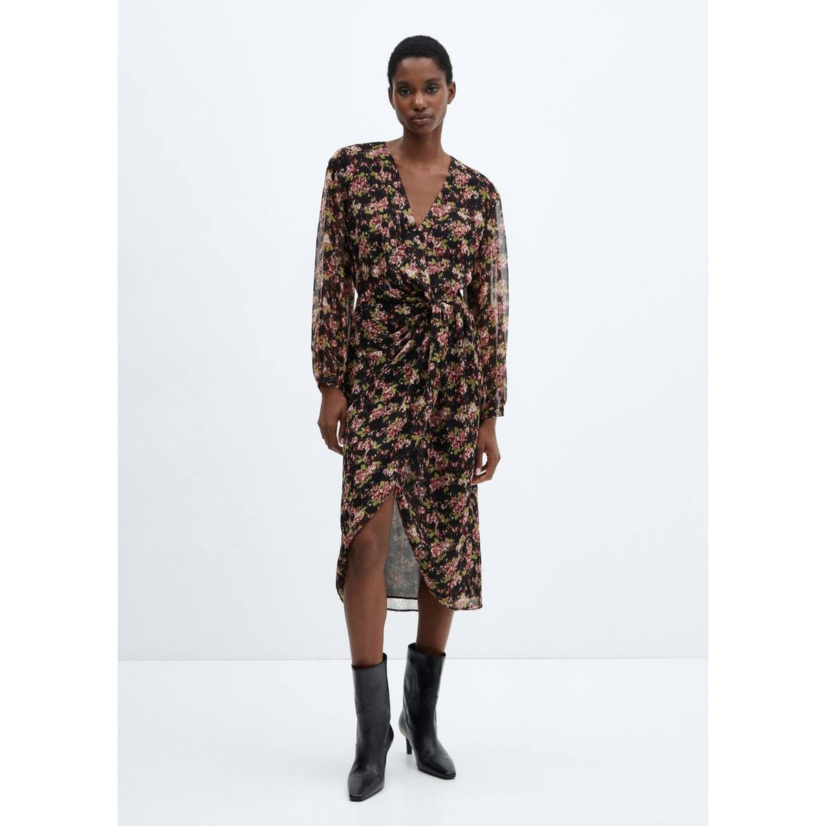 Robe imprim e noeud noir Mango La Redoute