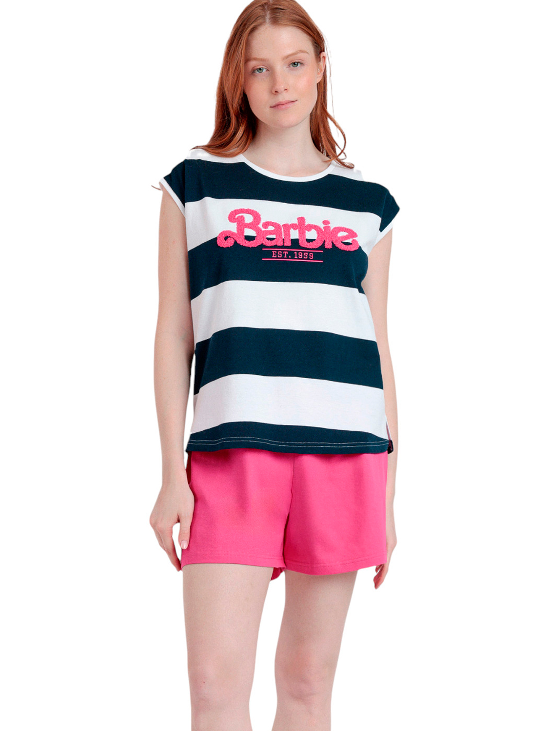 Pyjama short t-shirt Barbie Stripes, ADMAS