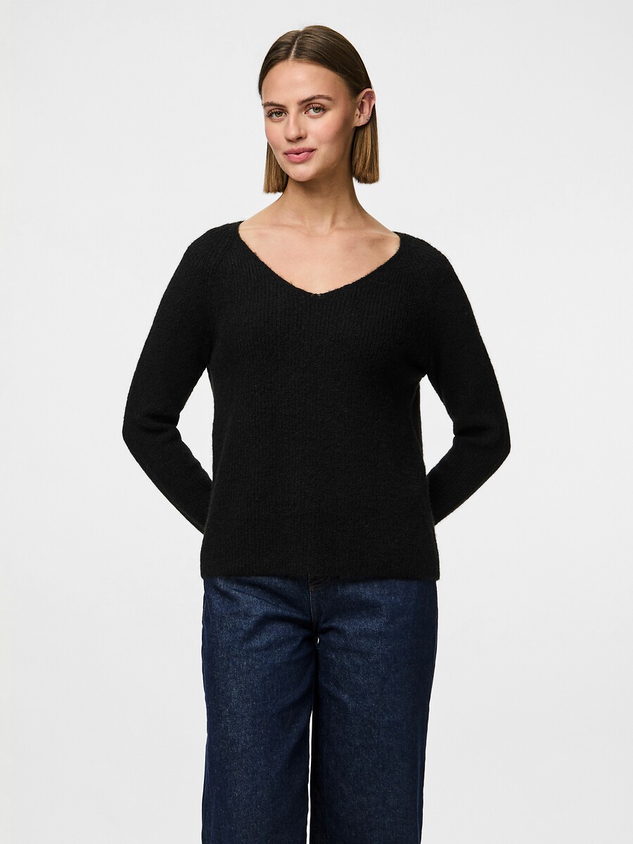Fine Knit Jumper with V-Neck, PIECES