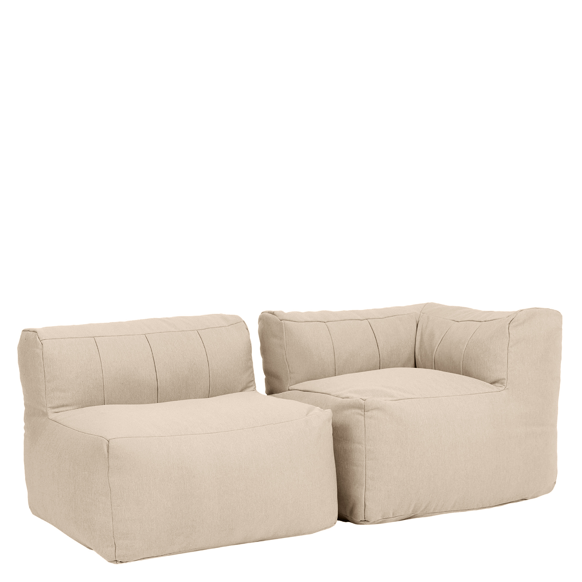 Pouf canapé compressé de jardin modulable 2 places (1 angle, 1 fauteuil) en oléfine imperméable Oeko-Tex® - ZEN, ICON