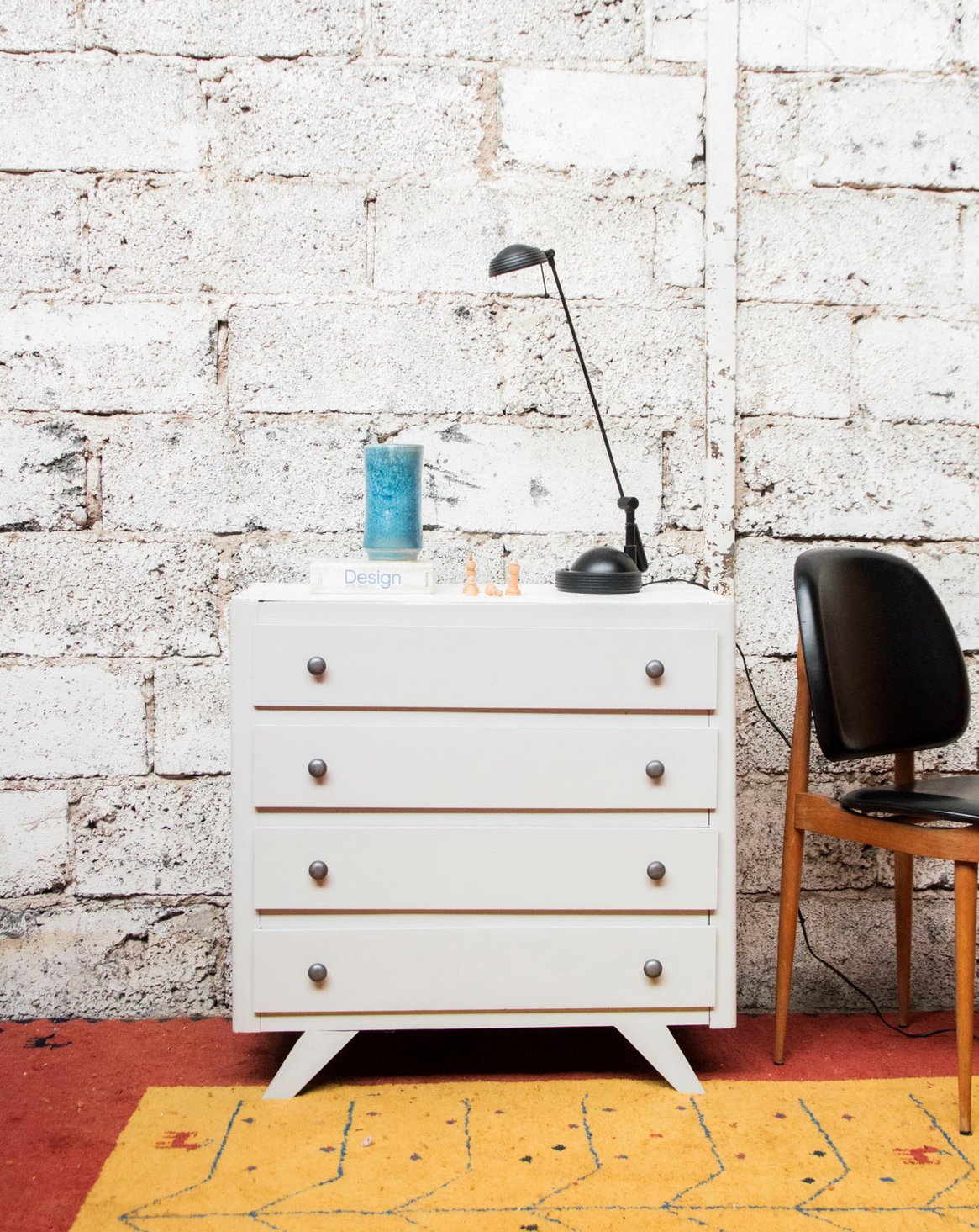 Commode en bois blanche Olga N°416 - Bon état, DEBONGOUT