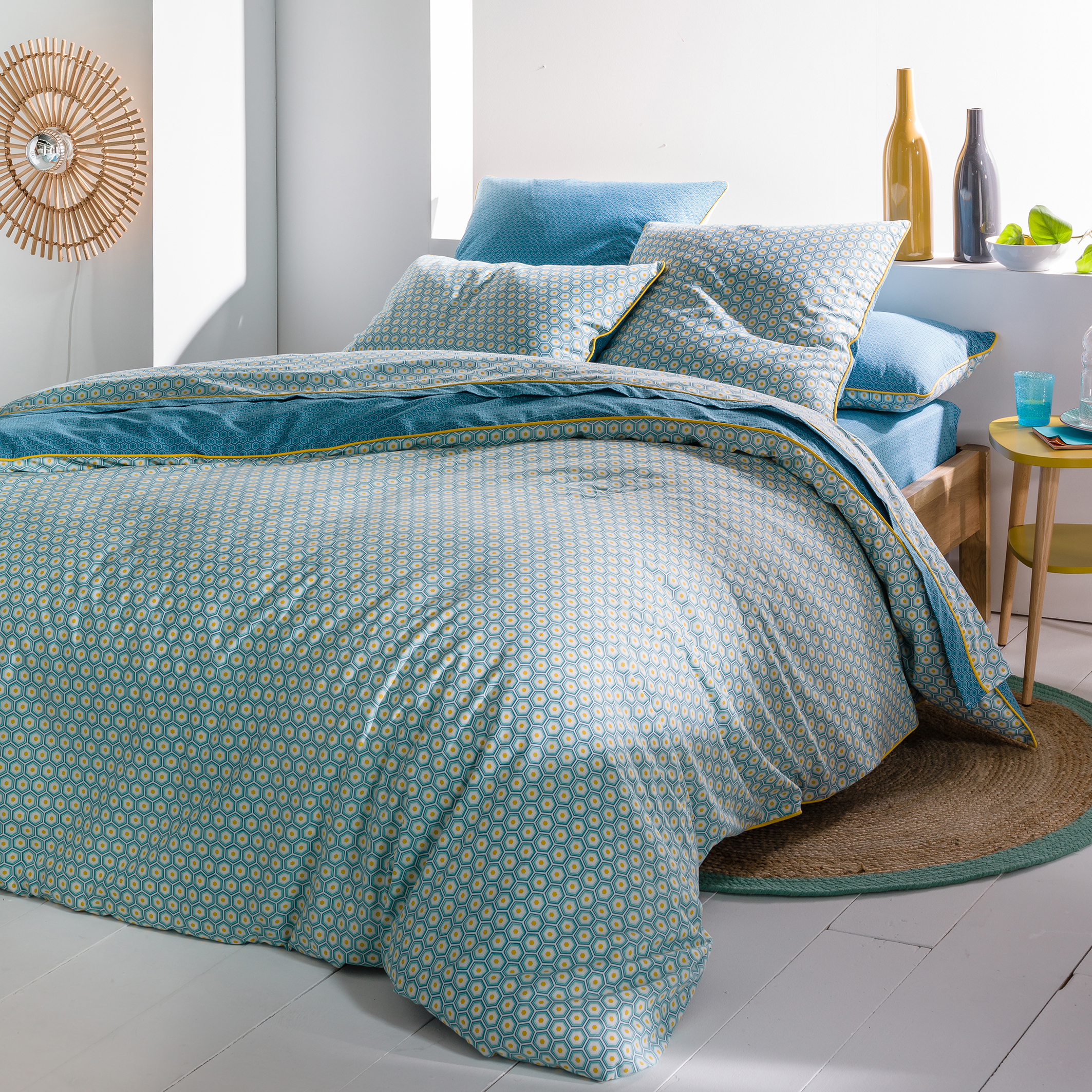 Pop Mozaic Tiled Cotton Duvet Cover, What Is The Finished Size Of A Queen Duvet Cover