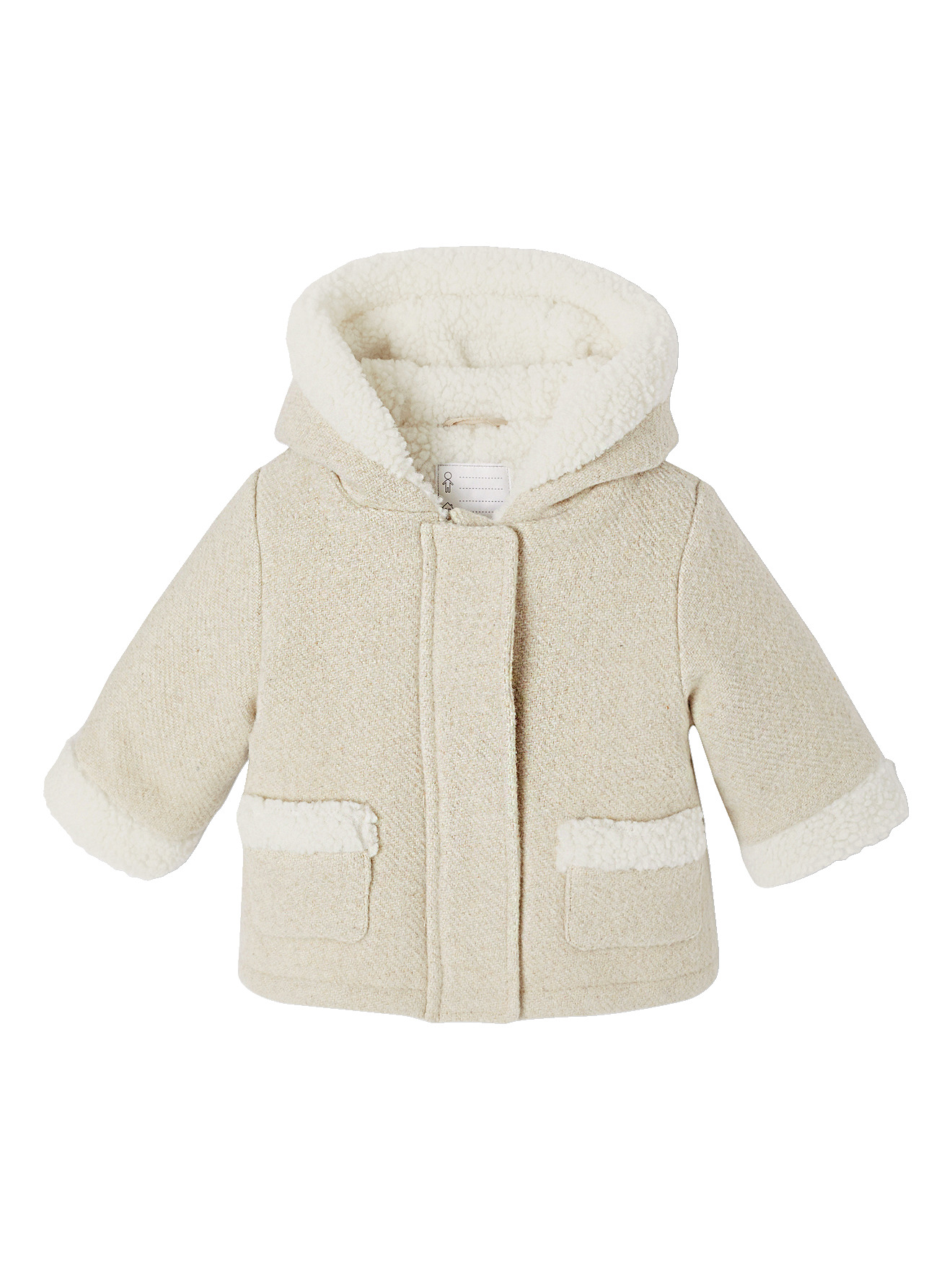 Manteau bébé en drap de laine irisé avec doublure en imitation fourrure, VERTBAUDET