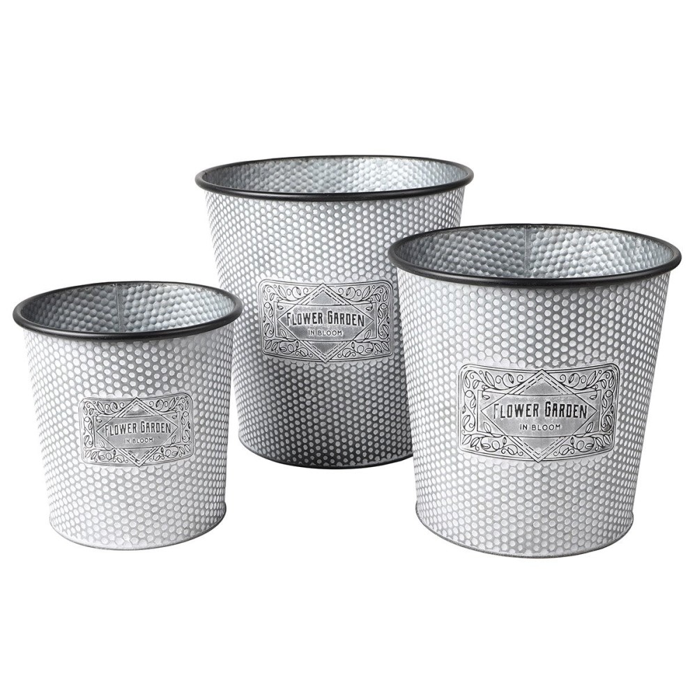 Lot de 3 cache pots seau métal Bloom, DECORATIE