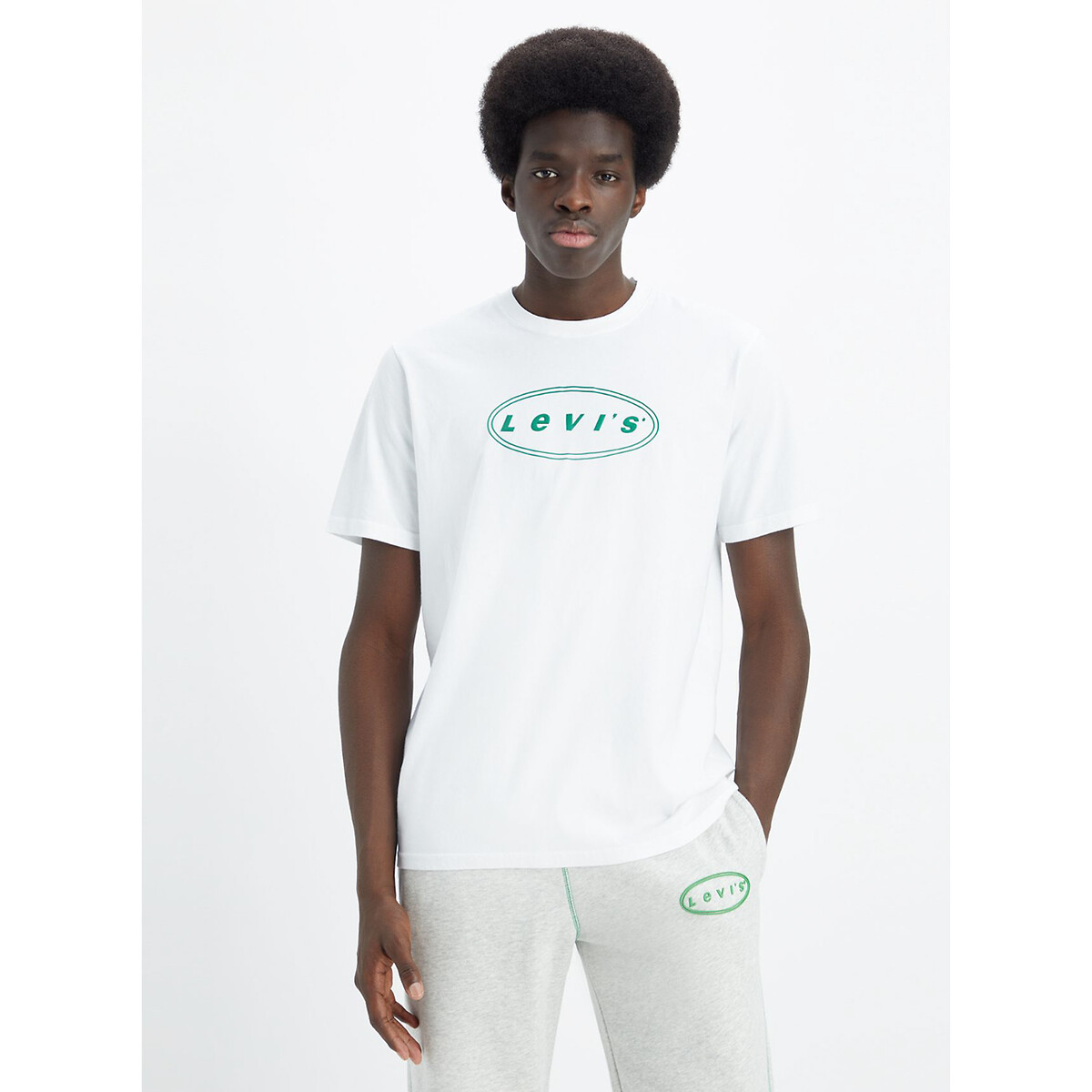 Image of Logo Print Cotton T-Shirt in Loose Fit with Crew Neck