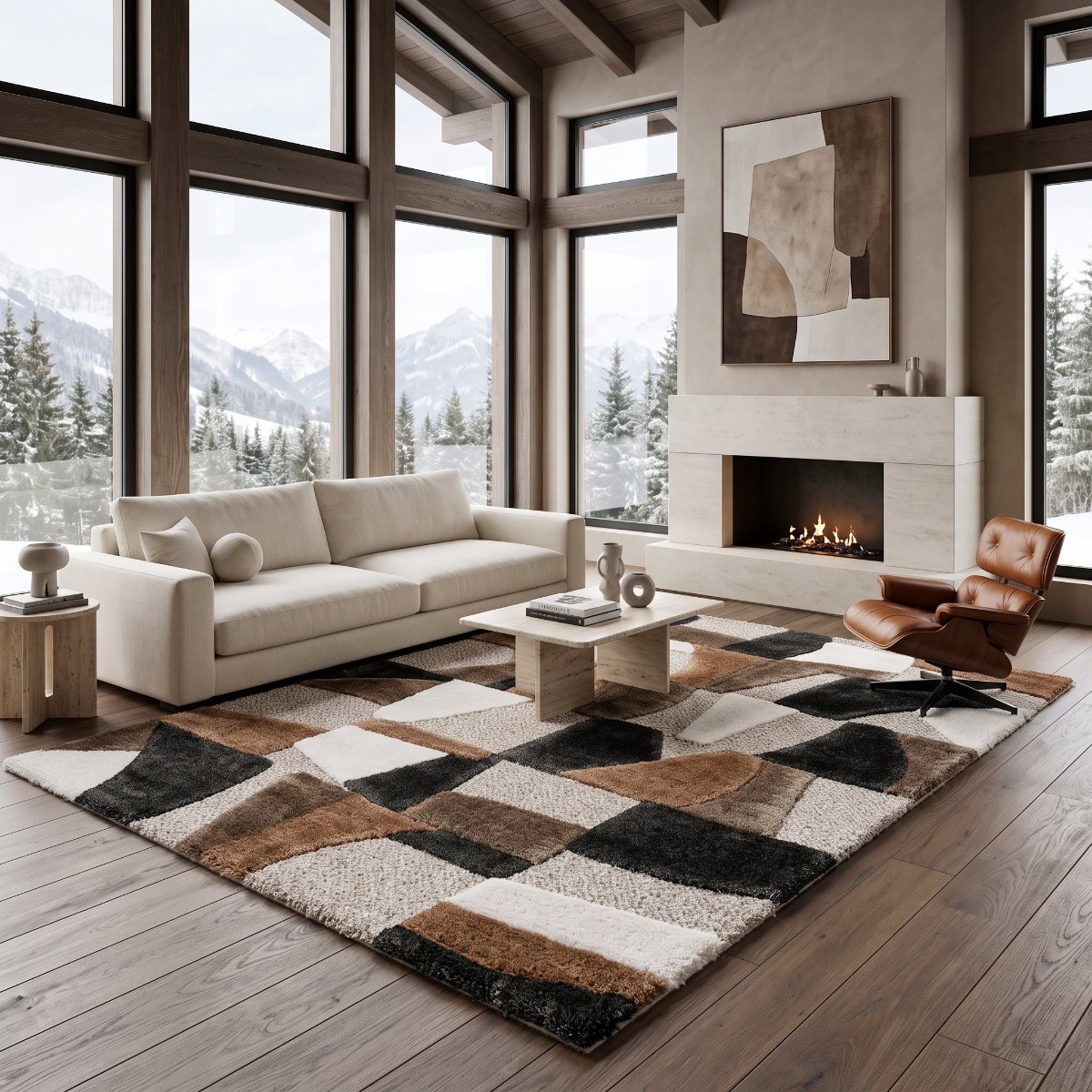 Tapis shaggy doux graphique et TOTEM, THE DECO FACTORY