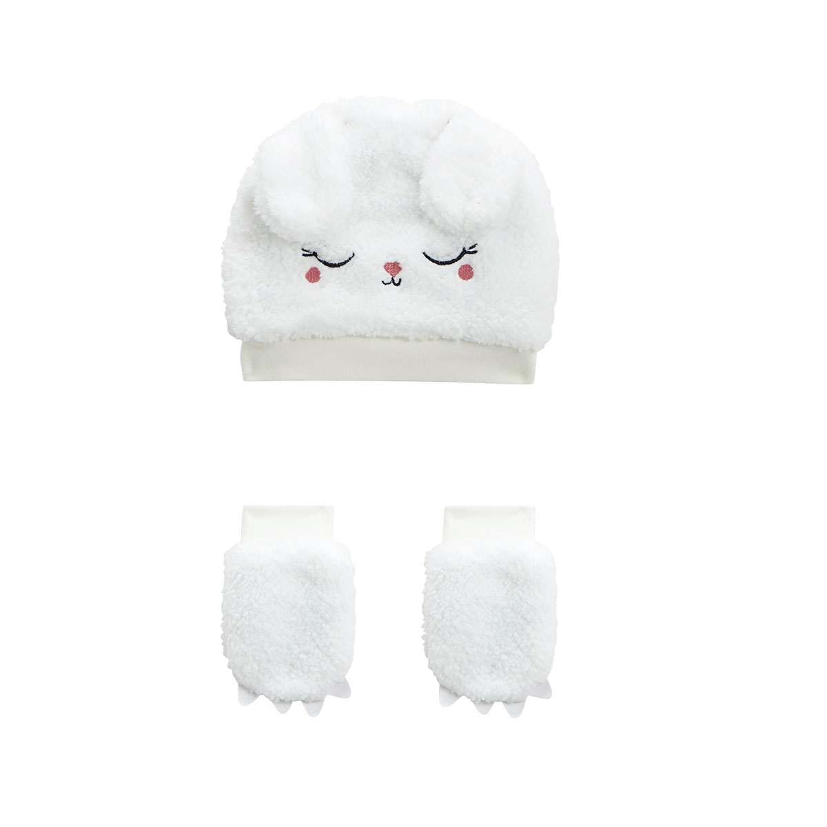 Bonnet bébé en sherpa + moufles Alaska, PETIT BEGUIN