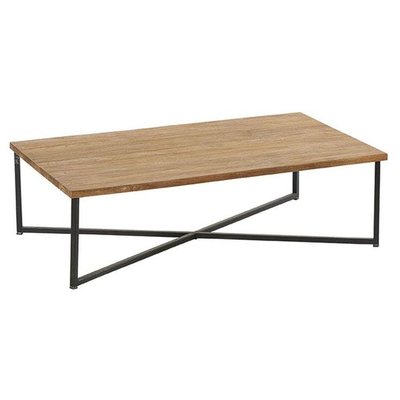 Table basse rectangle en teck massif recyclé et pieds métal croisés style exotique BOMBAY PIER IMPORT